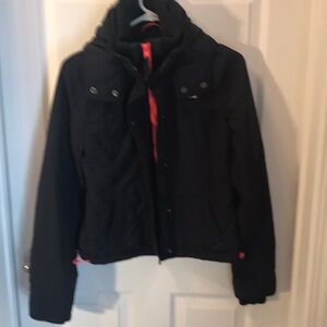 Hollister California ladies size S black/pink hooded jacket